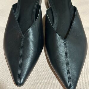 Marc Fisher Black Leather Mules